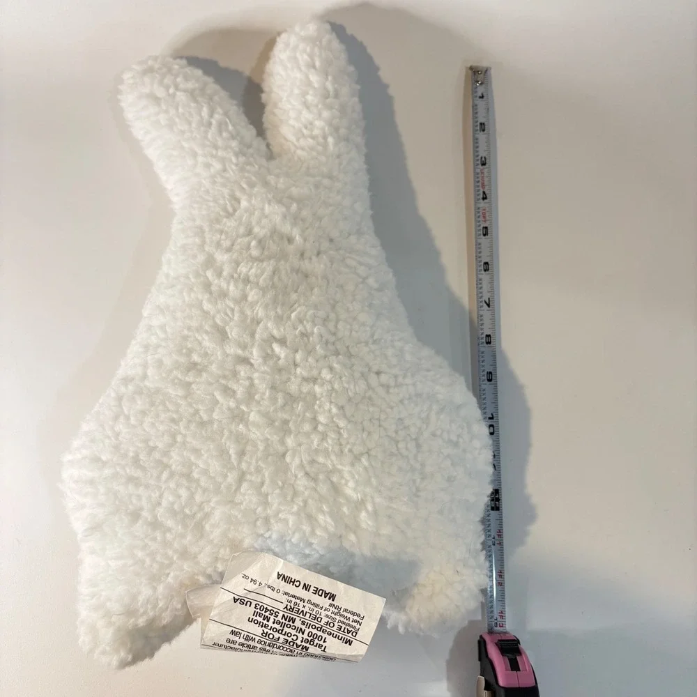 White Sherpa Bunny Rabbit Decorative Throw Pillow Plush Accent 15 Inch